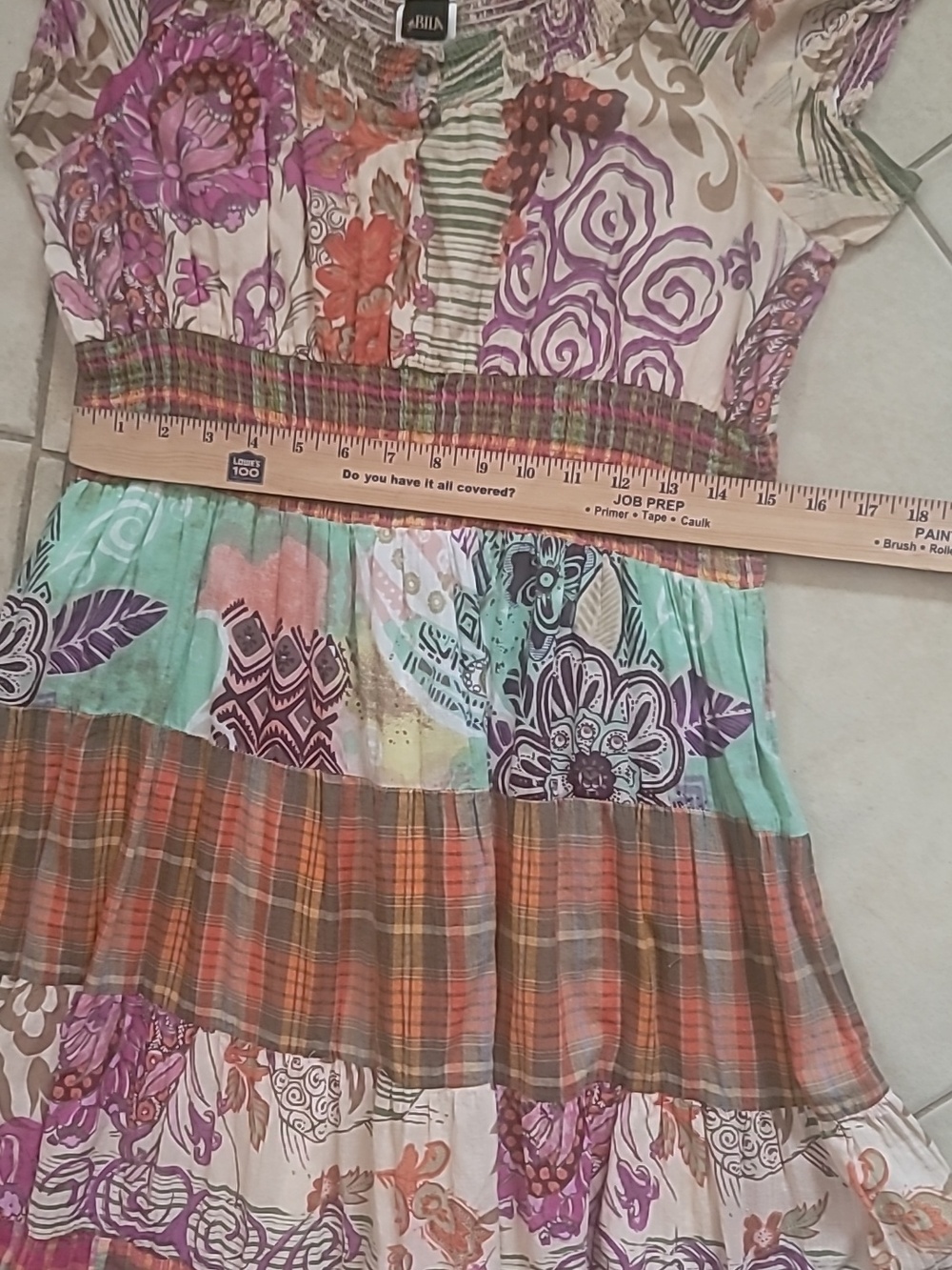 Boho Mix-Print Patchwork Maxi Dress in Multi-Colors Coastal Cowgirl  SZ L - Picture 12 of 16